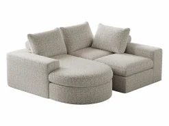 Sofá esquinero - Sofá de 3 plazas con 3 cojines y 2 reposacabezas - chenilla Beige Clearance