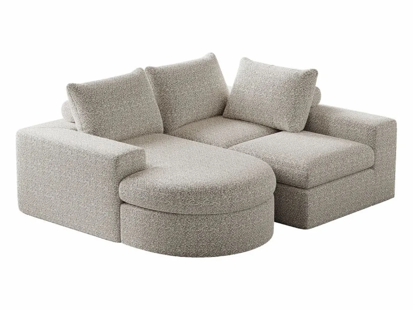 Sofá esquinero - Sofá de 3 plazas con 3 cojines y 2 reposacabezas - chenilla Beige Clearance