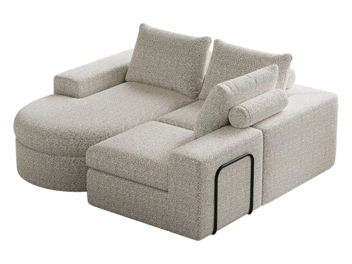 Sofá esquinero - Sofá de 3 plazas con 3 cojines y 2 reposacabezas - chenilla Beige Clearance