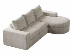 Sofá esquinero - Sofá de 3 plazas con 3 cojines y 2 reposacabezas - chenilla Beige Clearance