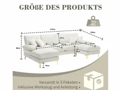 Sofá esquinero - Sofá de 4 plazas con asientos y cojines - para salón y dormitorio^ Outlet