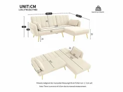 Sofá esquinero convertible de 3 plazas - Terciopelo -^Hauss Spole Clearance