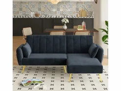 Hauss Spole Sofás Chesterfield|Sofá esquinero convertible de 3 plazas - Terciopelo -