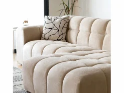 Concept-Usine Sofá esquinero de 3 plazas en terciopelo con chaise longue derecha - Cómodo y diseño Beige Discount