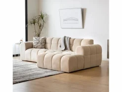 Concept-Usine Sofá esquinero de 3 plazas en terciopelo con chaise longue derecha - Cómodo y diseño Beige Discount