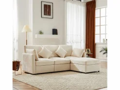 ModernLuxe Sofá Modular|Sofá esquinero de 3 plazas - con reposapiés modular - chenilla -
