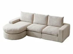 Sofá esquinero de 3 plazas con chaise longue y 3 cojines - Tejido chenilla^Hauss Spole Best