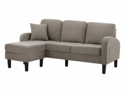 Merax Sofá esquinero de 3 plazas con chaise longue - 185 x 118 x 82 cm - tejido transpirable de algodón y lino - oscuro antiguo Gris Clearance
