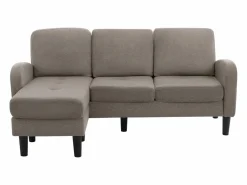 Merax Sofá esquinero de 3 plazas con chaise longue - 185 x 118 x 82 cm - tejido transpirable de algodón y lino - oscuro antiguo Gris Clearance
