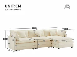 ModernLuxe Sofá Modular|Sofá esquinero de chenilla de 3 plazas con reposapiés modular -