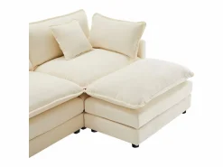 ModernLuxe Sofá Modular|Sofá esquinero de chenilla de 3 plazas con reposapiés modular -