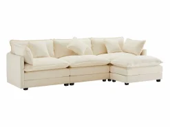 ModernLuxe Sofá Modular|Sofá esquinero de chenilla de 3 plazas con reposapiés modular -