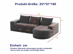 Sofá - 3 Plazas|Sofá Cama|Sofá esquinero - Sofá de 3 plazas con 3 cojines y 2 reposacabezas - chenilla