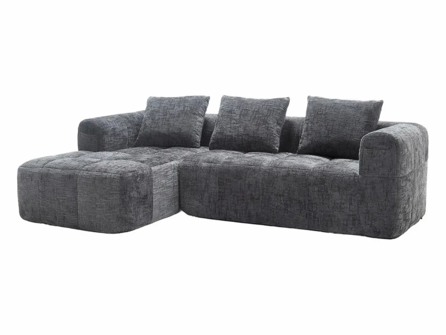 Sofá Rinconera|Sofá esquinero - Sofá recto con bolsillos de almacenamiento y 3 cojines - con chaise longue y reposabrazos