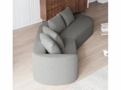 Sofá esquinero - Sofá de 4 plazas con 4 cojines decorativos y respaldo - chenilla Gris claro