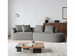 Sofá esquinero - Sofá de 4 plazas con 4 cojines decorativos y respaldo - chenilla Gris claro