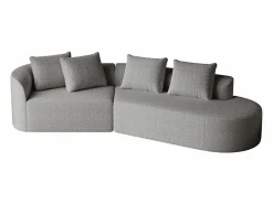 Sofá esquinero - Sofá de 4 plazas con 4 cojines decorativos y respaldo - chenilla Gris claro