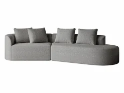 Sofá esquinero - Sofá de 4 plazas con 4 cojines decorativos y respaldo - chenilla Gris claro