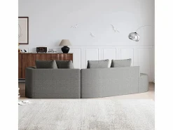 DripeX Sofá Esquinero Izquierdo Moderno Súper Grande 4 Plazas, con 4 Cojines, Chaise Longue Curva, Tejido Chenilla, Gris claro Discount
