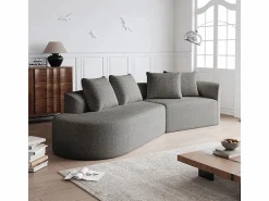 DripeX Sofá Esquinero Izquierdo Moderno Súper Grande 4 Plazas, con 4 Cojines, Chaise Longue Curva, Tejido Chenilla, Gris claro Discount