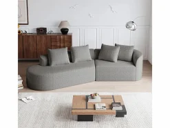 DripeX Sofá Esquinero Izquierdo Moderno Súper Grande 4 Plazas, con 4 Cojines, Chaise Longue Curva, Tejido Chenilla, Gris claro Discount
