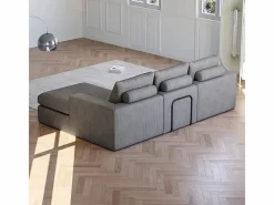 Sofá Esquinero Modular 3 Plazas, de Pana, con Chaise Longue Reversible, 3 Cojines y Almohadas Cervicales,^DripeX