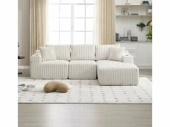 Sofá Esquinero Modular 3 Plazas, de Pana, con Portavasos, Cojines y Bolsillos Laterales, Chaise Longue 118cm,^DripeX Best