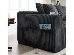 DripeX Sofás Club|Sofá Esquinero Modular 3 Plazas, de Pana, con Portavasos, Cojines y Bolsillos Laterales, Chaise Longue 118cm,