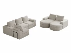 Sofá esquinero modular de 6 plazas con chaise longue - Tejido chenilla - No requiere montaje^Hauss Spole New