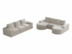 Sofá esquinero modular de 6 plazas con chaise longue - Tejido chenilla - No requiere montaje^Hauss Spole New