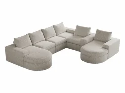 Sofá esquinero modular de 6 plazas con chaise longue - Tejido chenilla - No requiere montaje^Hauss Spole New