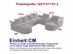 Sofá Esquinero Modular Reversible 6 Plazas, con 6 Cojines y Almohadas Cervicales, Tejido Chenilla, Salón DIY,^DripeX New