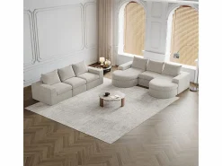 Sofá Esquinero Modular Reversible 6 Plazas, con 6 Cojines y Almohadas Cervicales, Tejido Chenilla, Salón DIY,^DripeX New