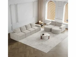 Sofá Esquinero Modular Reversible 6 Plazas, con 6 Cojines y Almohadas Cervicales, Tejido Chenilla, Salón DIY,^DripeX New