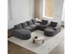 Sofá Esquinero Modular Reversible 6 Plazas, con 6 Cojines y Almohadas Cervicales, Tejido Chenilla, Salón DIY,^DripeX Sale