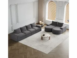 Sofá Esquinero Modular Reversible 6 Plazas, con 6 Cojines y Almohadas Cervicales, Tejido Chenilla, Salón DIY,^DripeX Sale