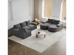 Sofá Esquinero Modular Reversible 6 Plazas, con 6 Cojines y Almohadas Cervicales, Tejido Chenilla, Salón DIY,^DripeX Sale