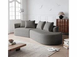 DripeX Sofás Club|Sofá Esquinero Recto Moderno Súper Grande 4 Plazas, con 4 Cojines, Chaise Longue Curva, Tejido Chenilla,