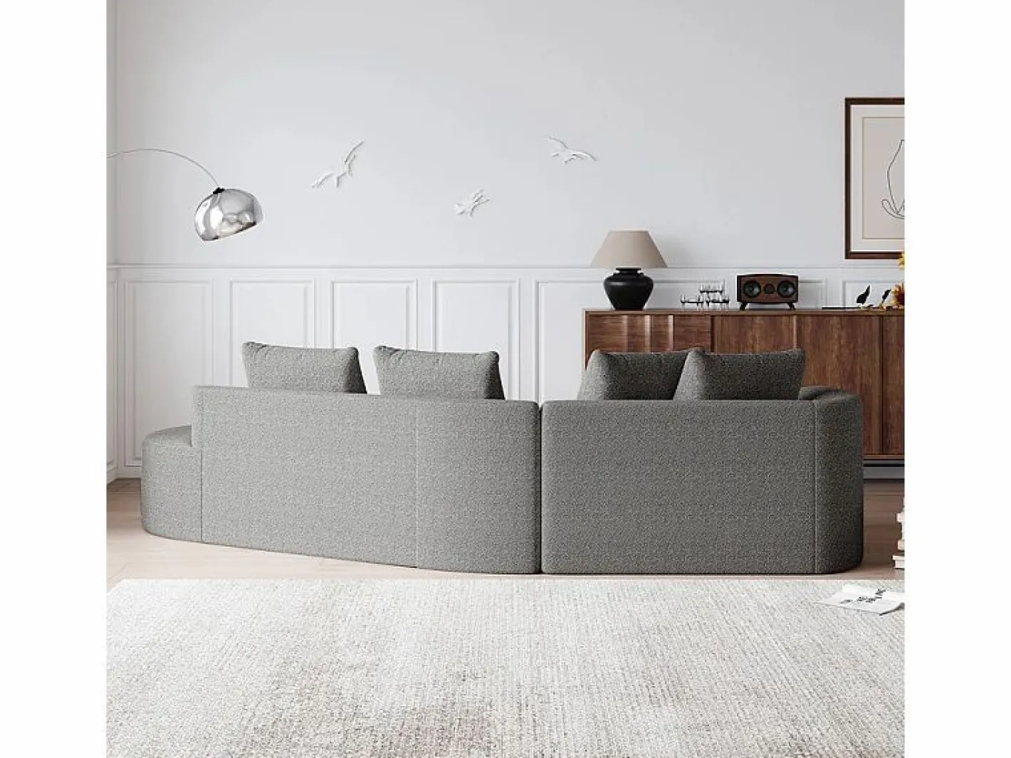 DripeX Sofás Club|Sofá Esquinero Recto Moderno Súper Grande 4 Plazas, con 4 Cojines, Chaise Longue Curva, Tejido Chenilla,