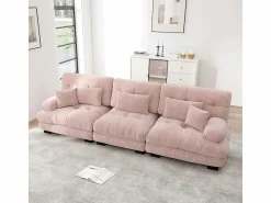 KOMHTOM Conjunto Sofás|Sofá esquinero, tres plazas, tela suave, tapizado,