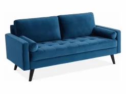 Sofá estilo escandinavo de terciopelo con patas de madera, 3 plazas^Sweeek Sale
