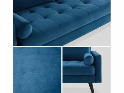 Sofá estilo escandinavo de terciopelo con patas de madera, 3 plazas^Sweeek Sale