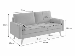 Sofá estilo escandinavo de terciopelo con patas de madera, 3 plazas^Sweeek Sale