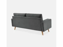 Sweeek Sofá Escandinavo|Sofá estilo escandinavo en tela lisa, 3 plazas gris oscuro