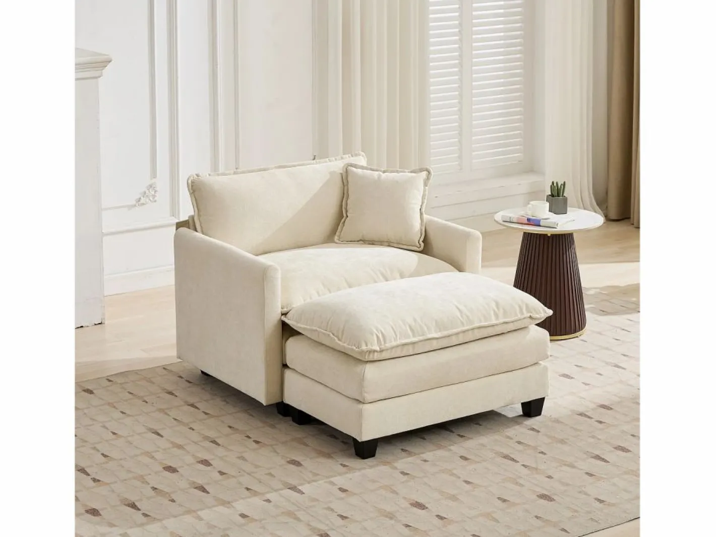 Hauss Spole Sofá individual Cloud en tejido chenilla - Para salón, dormitorio y apartamento Beige Clearance