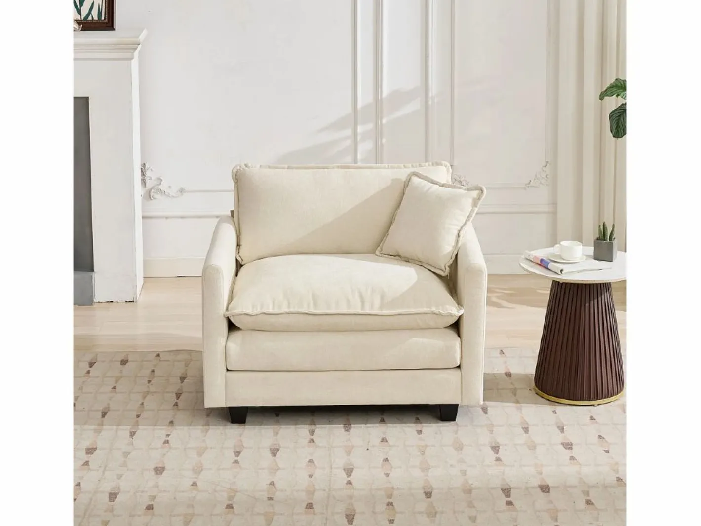 Hauss Spole Sofá individual Cloud en tejido chenilla - Para salón, dormitorio y apartamento Beige Clearance