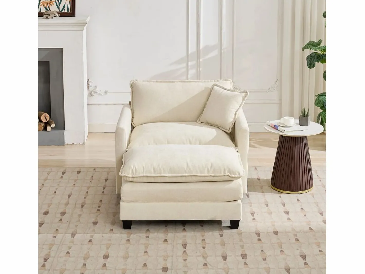 Hauss Spole Sofá individual Cloud en tejido chenilla - Para salón, dormitorio y apartamento Beige Clearance
