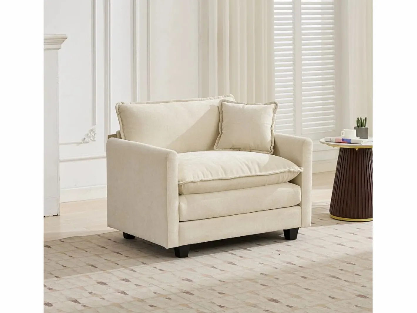 Hauss Spole Sofá individual Cloud en tejido chenilla - Para salón, dormitorio y apartamento Beige Clearance