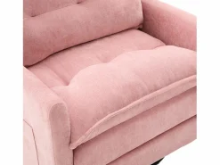 OKWISH Sofá individual giratorio de chenilla con reposabrazos y cojines, ideal para salón y dormitorio Rosa Discount
