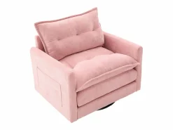 OKWISH Sofá individual giratorio de chenilla con reposabrazos y cojines, ideal para salón y dormitorio Rosa Discount